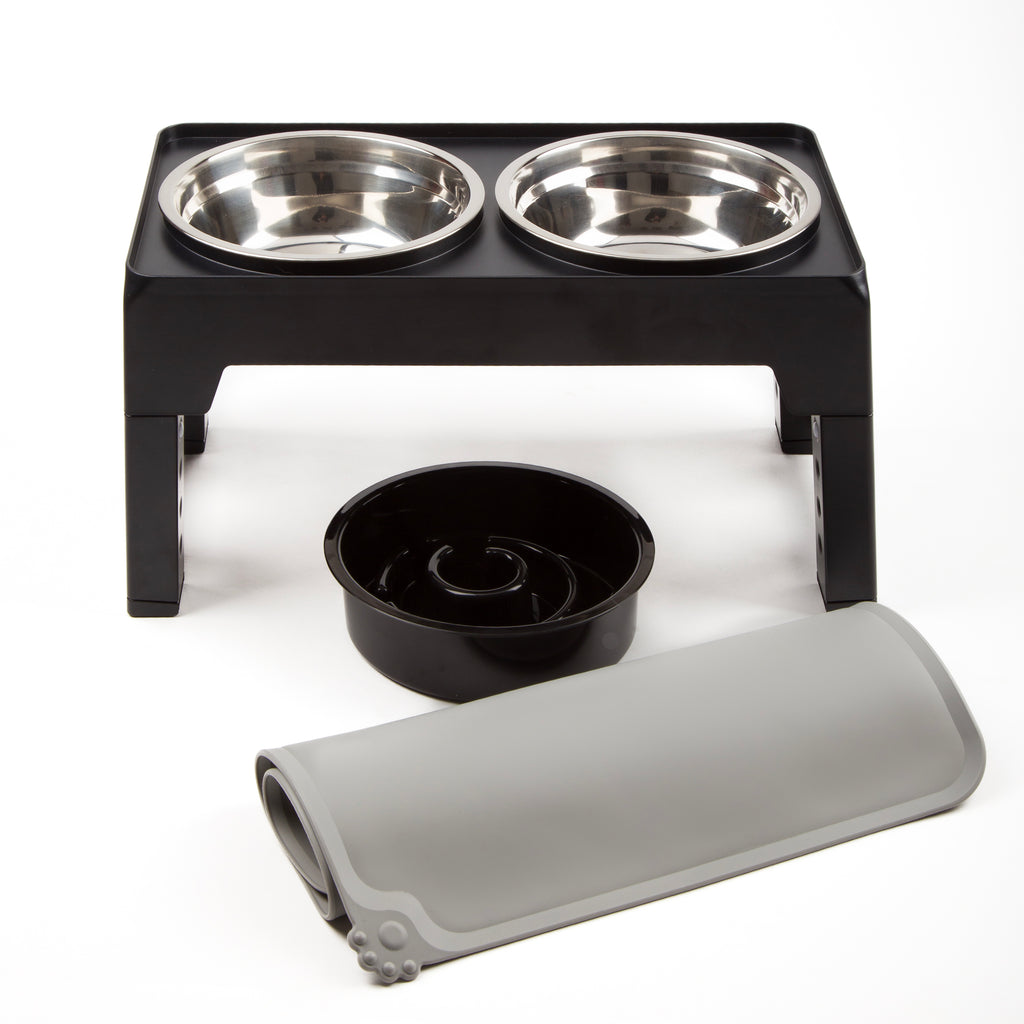 Comedero/Bebedero Ajustable 5 Alturas con Cuencos Inox y Antivoracidad – FurryGenius by FamilyGenius