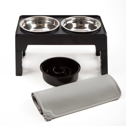 Comedero/Bebedero Ajustable 5 Alturas con Cuencos Inox y Antivoracidad – FurryGenius by FamilyGenius