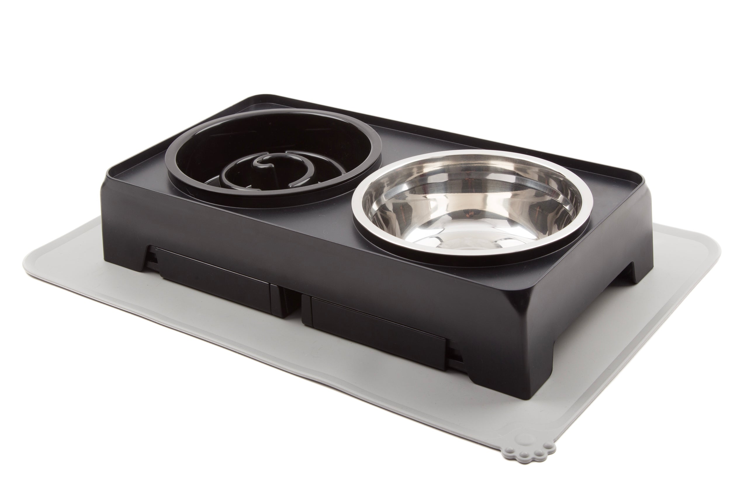 Comedero/Bebedero Ajustable 5 Alturas con Cuencos Inox y Antivoracidad – FurryGenius by FamilyGenius
