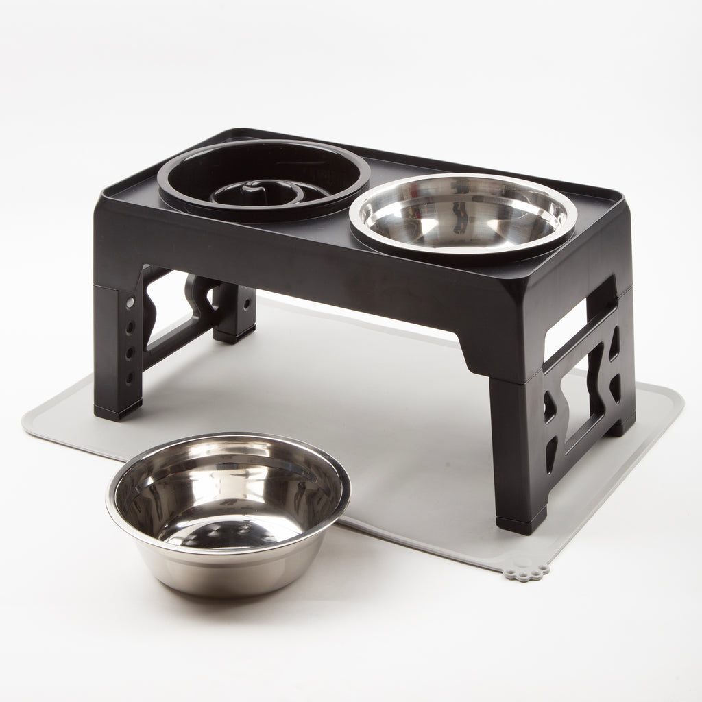 Comedero/Bebedero Ajustable 5 Alturas con Cuencos Inox y Antivoracidad – FurryGenius by FamilyGenius