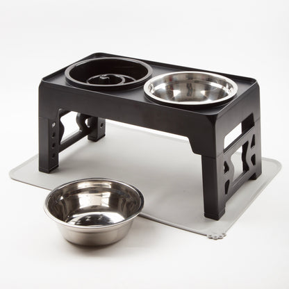 Comedero/Bebedero Ajustable 5 Alturas con Cuencos Inox y Antivoracidad – FurryGenius by FamilyGenius
