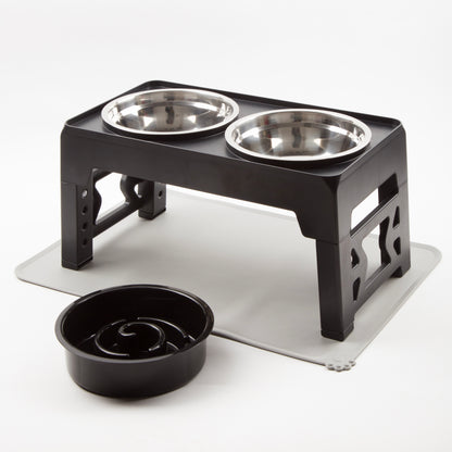 Comedero/Bebedero Ajustable 5 Alturas con Cuencos Inox y Antivoracidad – FurryGenius by FamilyGenius