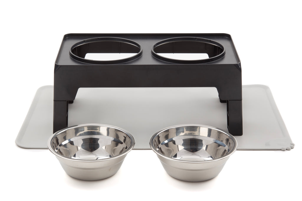 Comedero/Bebedero Ajustable 2 Alturas con Cuencos Inox – FurryGenius by FamilyGenius